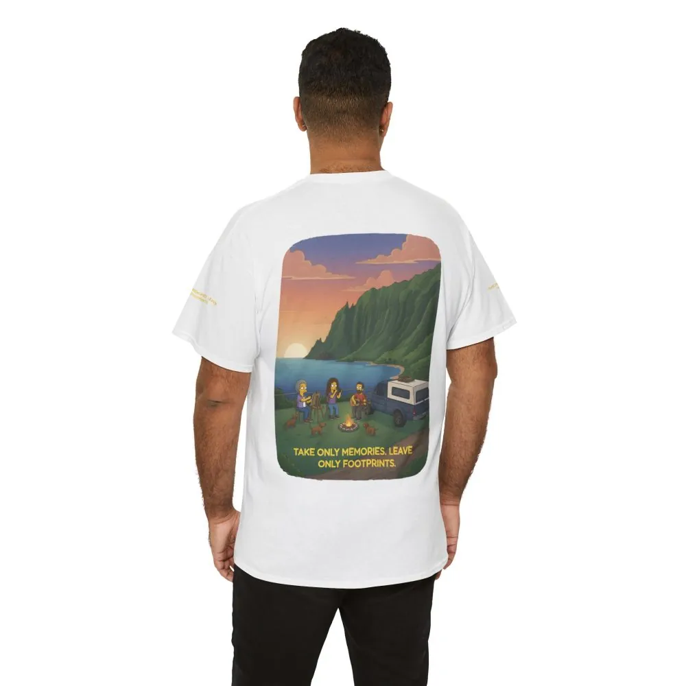 Unisex Heavy Cotton Tee — "Take Only Memories-Leave Only Footprints" Design Sitcom-Line