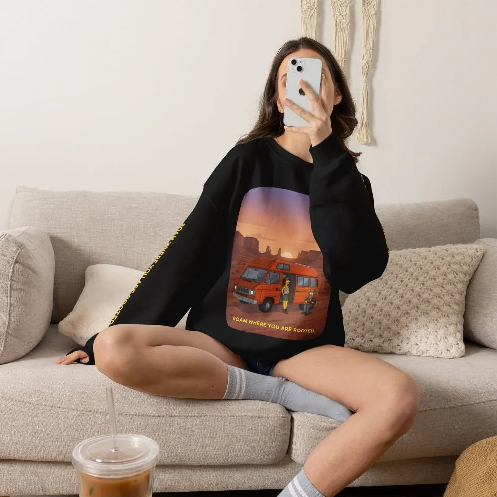 Unisex Heavy Blend™ Crewneck Sweatshirt — "Roam Where You Are Rooted" Design Sitcom-Line