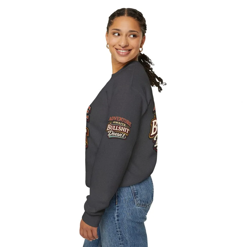 Unisex Heavy Blend™ Crewneck Sweatshirt — "Adventure Awaits" Design F**K-Line