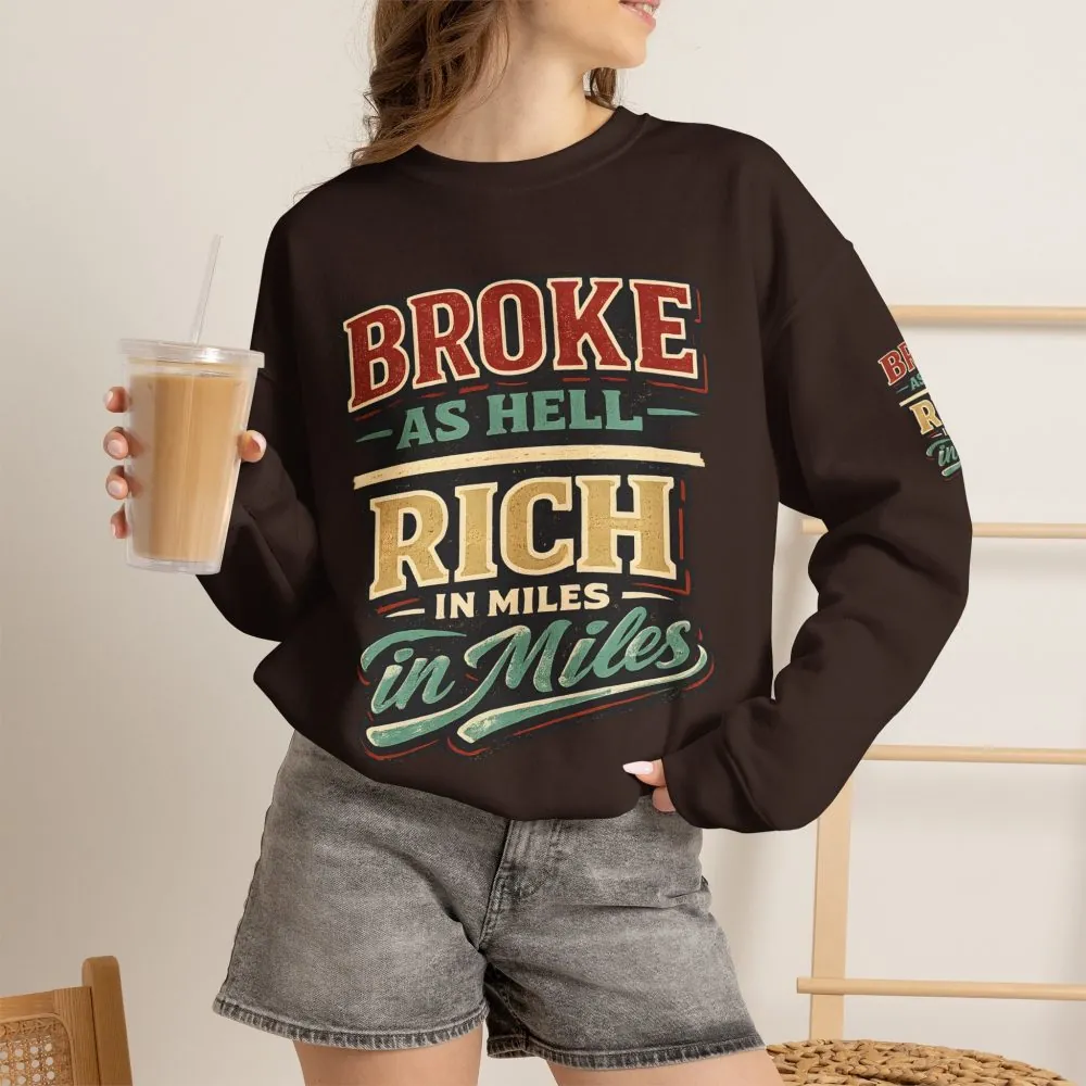 Unisex Heavy Blend™ Crewneck Sweatshirt — "Broke As Hell" Design F**K-Line