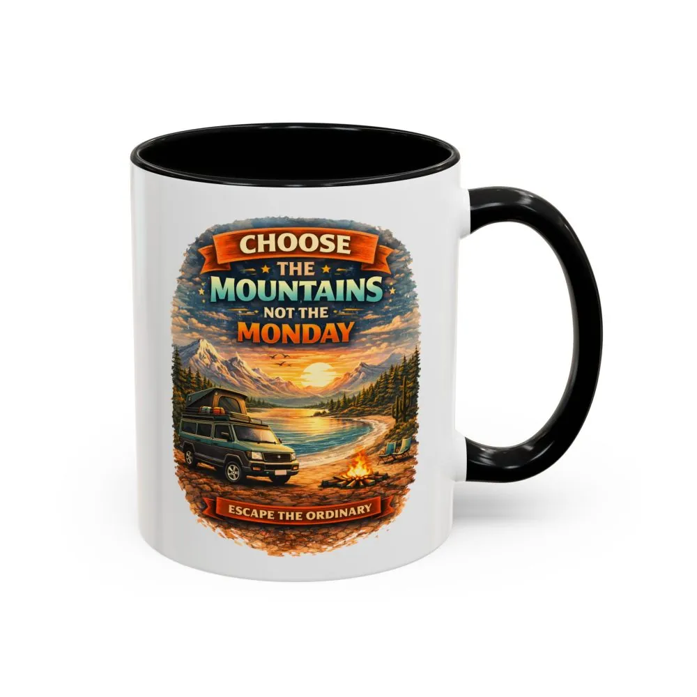 Accent Coffee Mug (11, 15oz) — "Choose The Mountens" Design Scenic-Line
