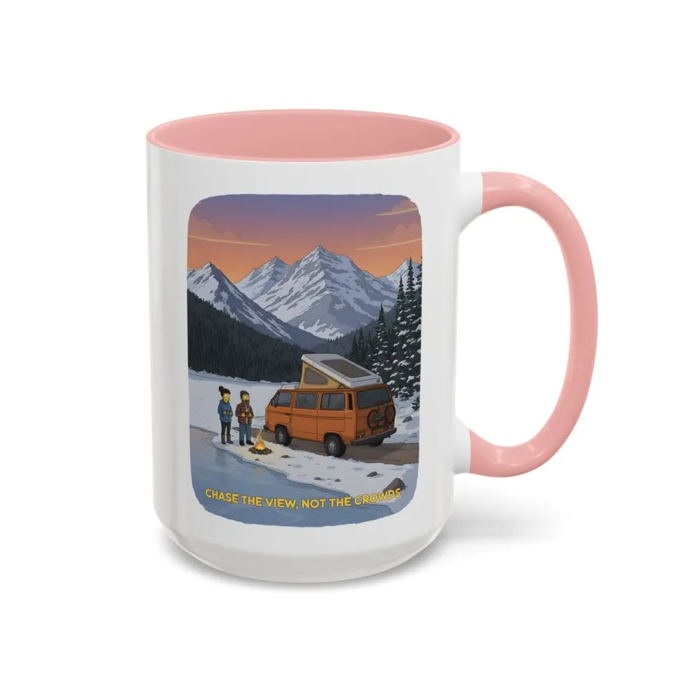 Accent Coffee Mug (11, 15oz) — "Chase The Views-Not The Crowds"" Design Sitcom-Line