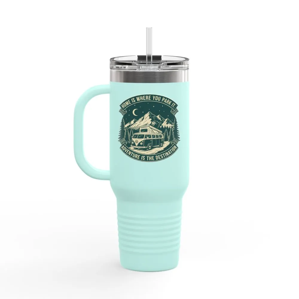 442504903873602743_2048.jpeg Insulated Travel Mug - "Home Is Where You Park It-Adventure is the destination" (40oz) – Retro Camper Design, Keep Drinks Hot or Cold