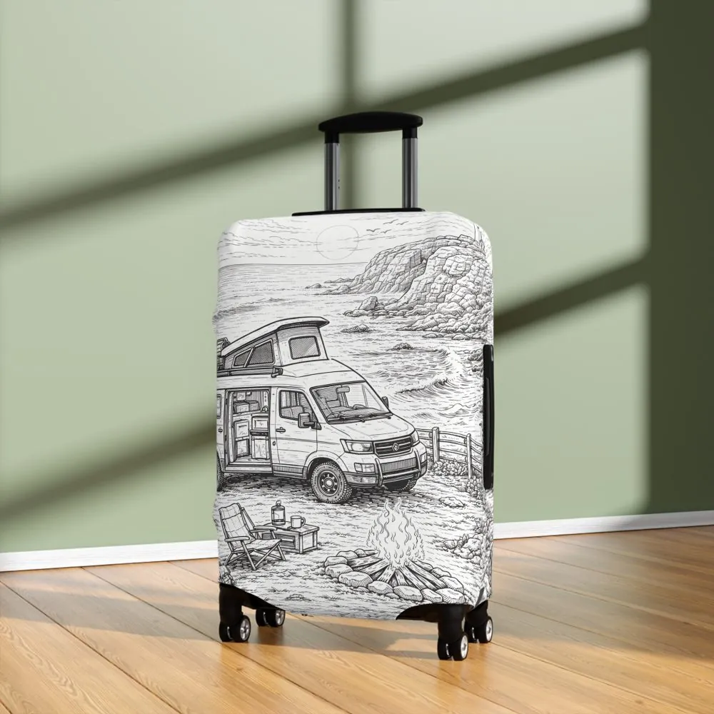Luggage Cover — Adventure Camper Sketch Travel Suitcase
