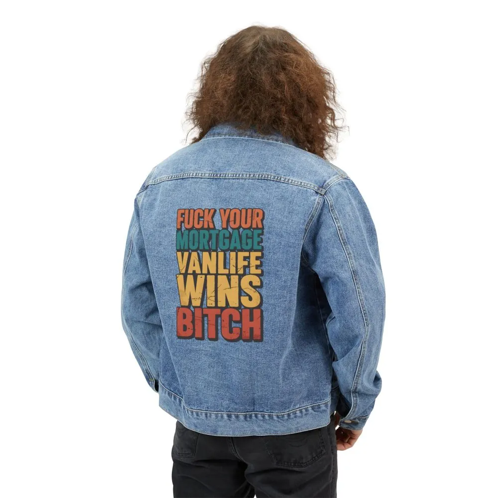 Men's Denim Jacket — "Fuck Your Mortgage" Design F**K-Line