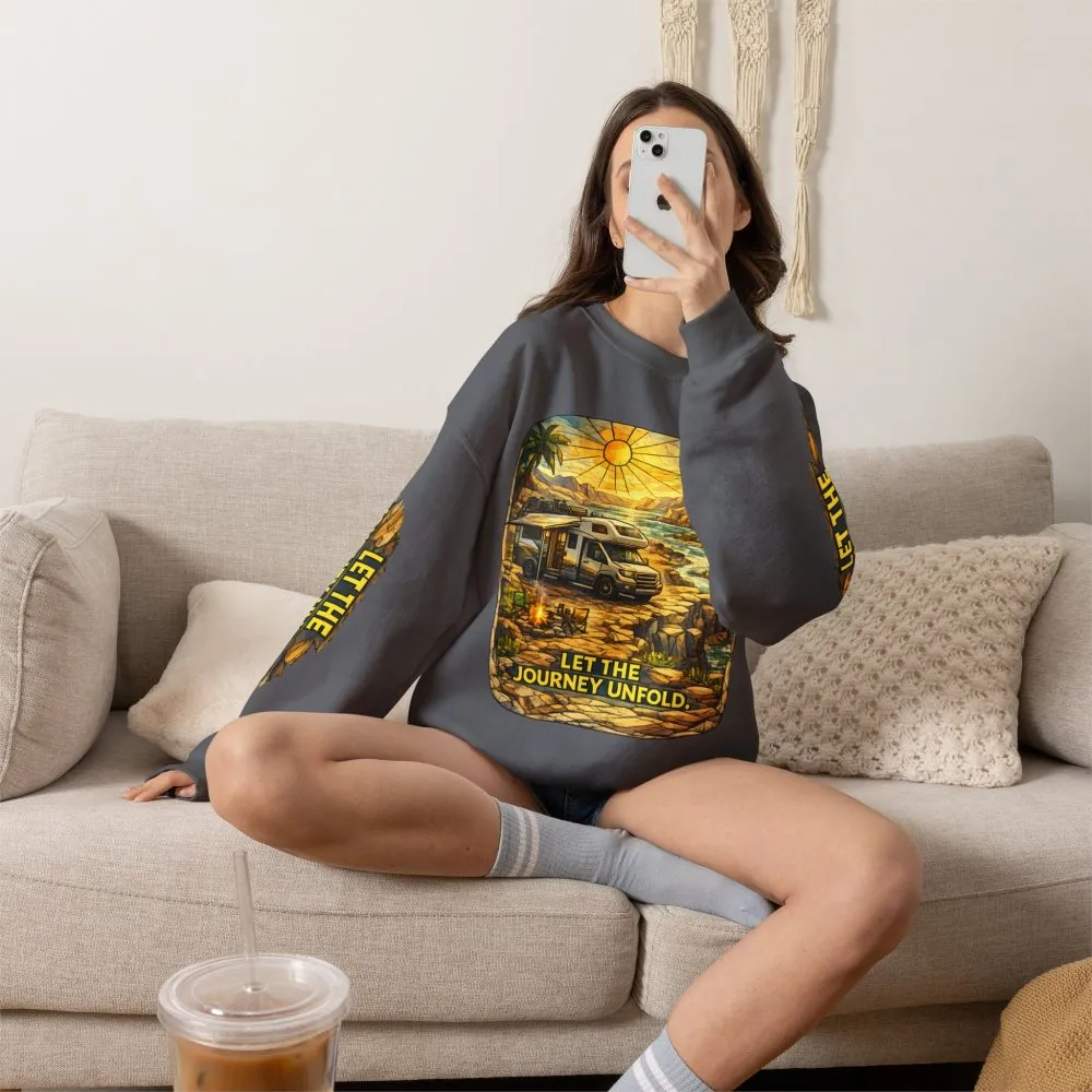 444687582139183280_2048.jpeg Unisex Heavy Blend™ Crewneck Sweatshirt — "Let The Journey Unfold" Design Cubic-Line