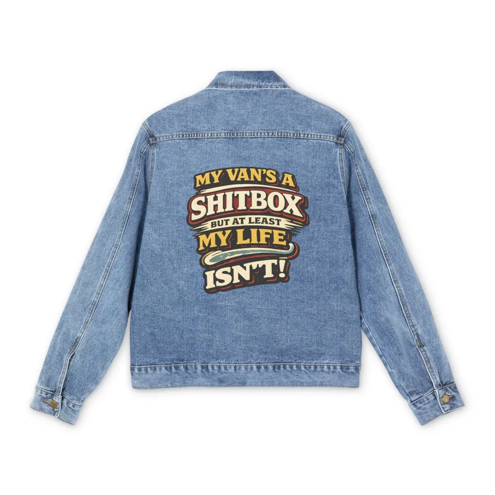 4450538784651258384_2048.jpeg Men's Denim Jacket — "My Van`s A Shitbox" Design F**K-Line