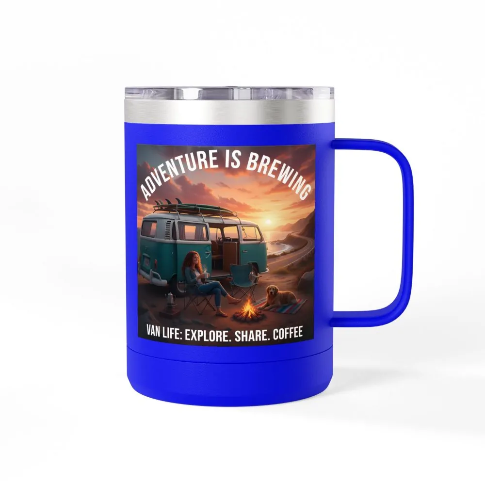 4457446751345722140_2048.jpeg Coffee Mug Tumbler, 15oz-- "Adventure Is Brewing"