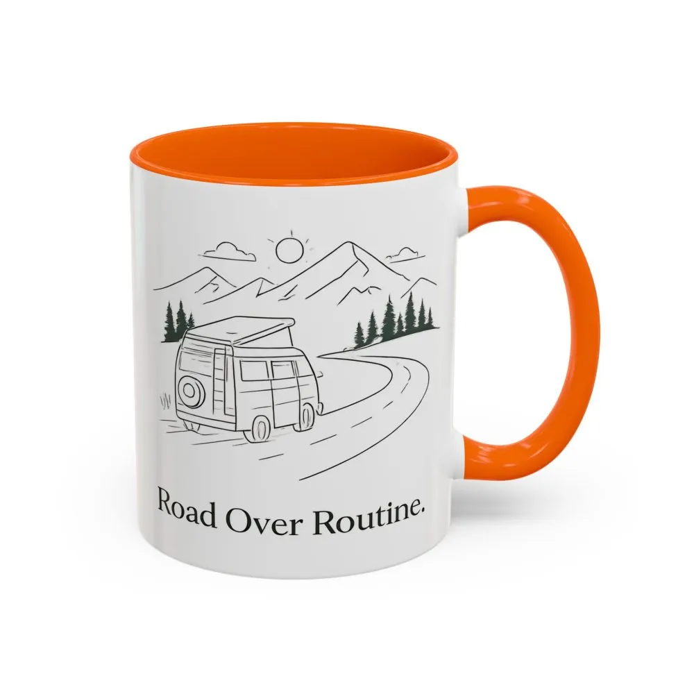 4459565104499897103_2048.jpeg Accent Coffee Mug (11, 15oz) — "Road Over Routine" Design Minimal-Line