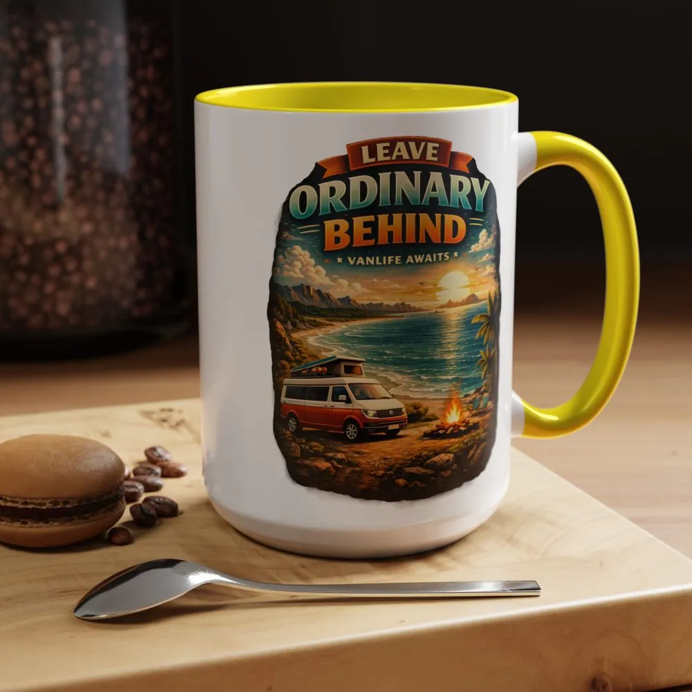 Accent Coffee Mug (11, 15oz) — "Leave Ordinary Behind" Design Scenic-Line