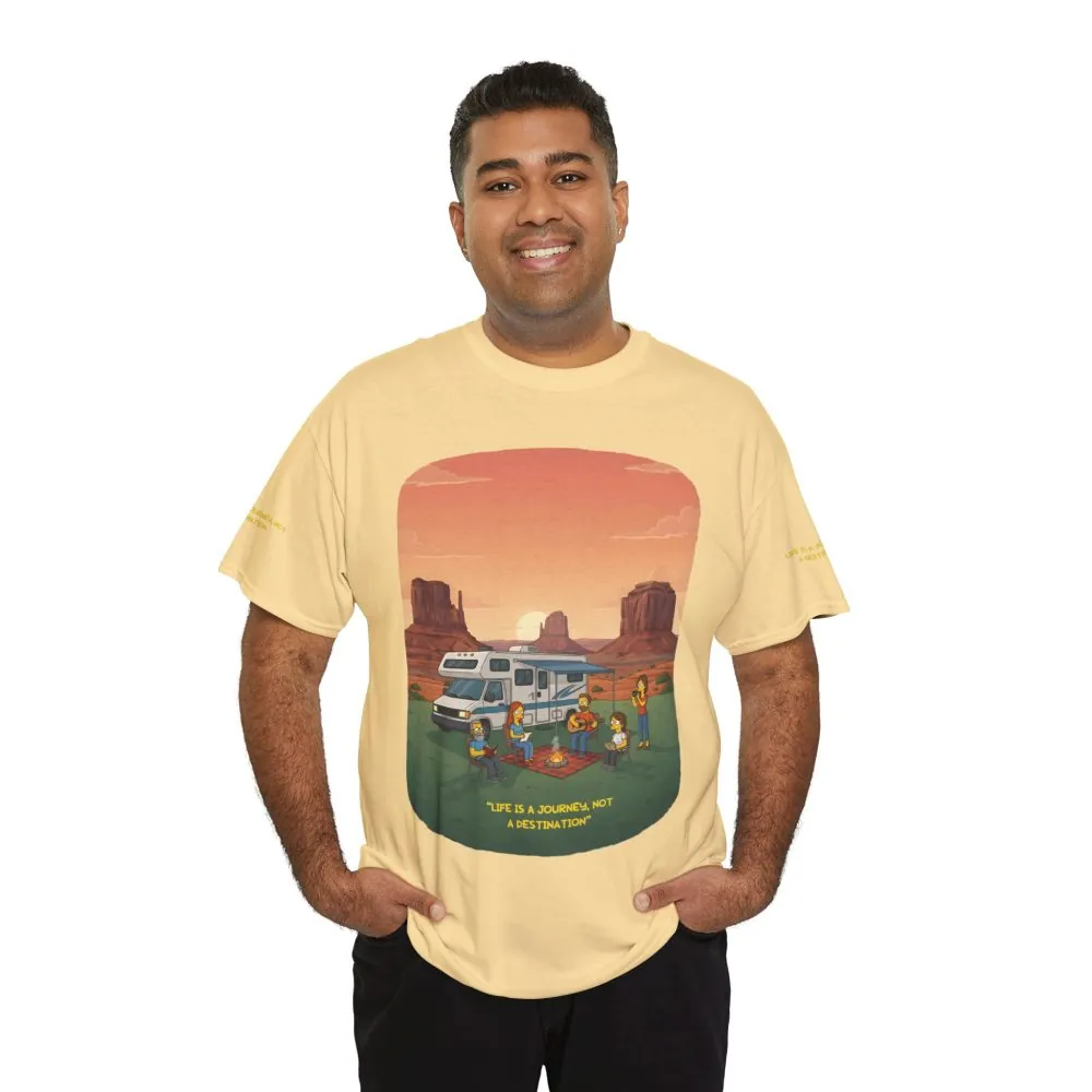Unisex Heavy Cotton Tee — "Life Is A Journey-Not A Destination" Design Sitcom-Line