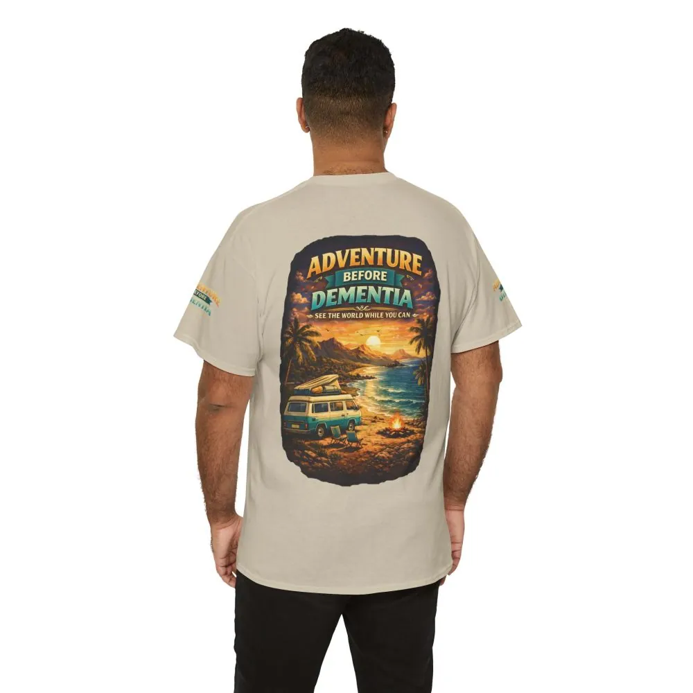 Unisex Heavy Cotton Tee — "Adventure Before Dementia" Design Scenic-Line