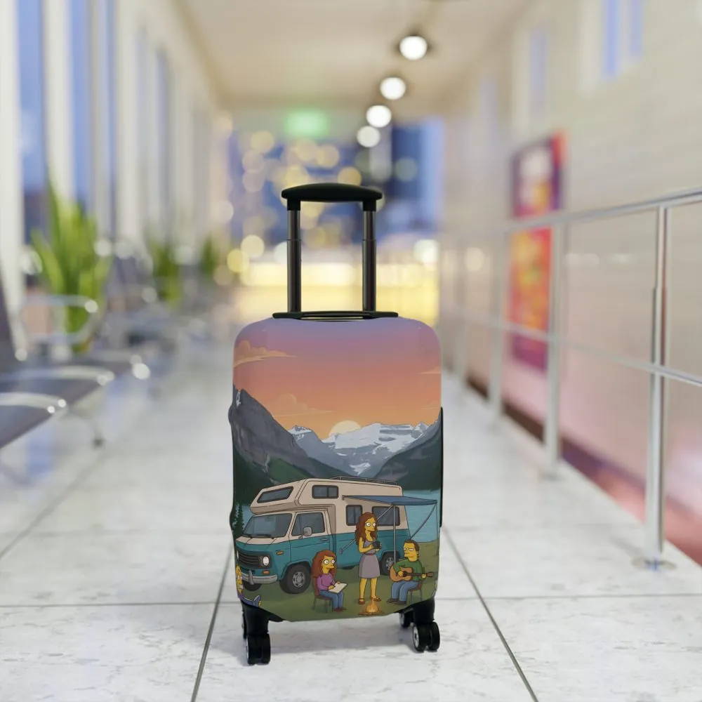 Luggage Cover — Adventure Camper Sketch Travel Suitcase(Design Sitcom-Line)