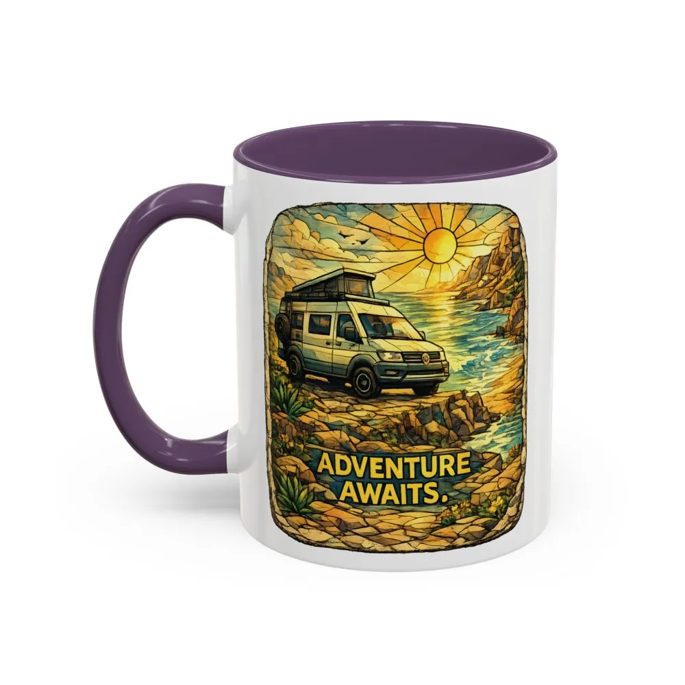 4483225609343650904_2048.jpeg Accent Coffee Mug (11, 15oz) — "Adventure Awaits" Design Cubic-Line