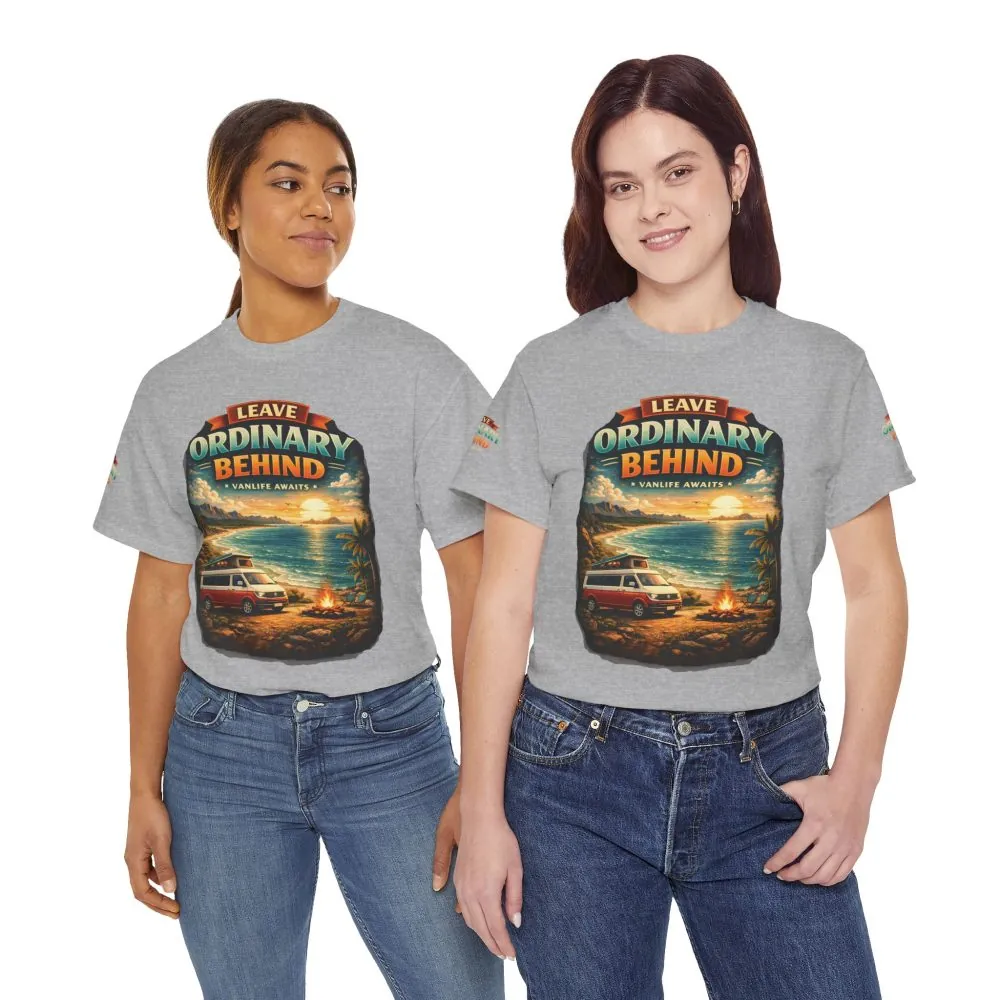 Unisex Heavy Cotton Tee — "Leave Ordinary Behind" Design Scenic-Line