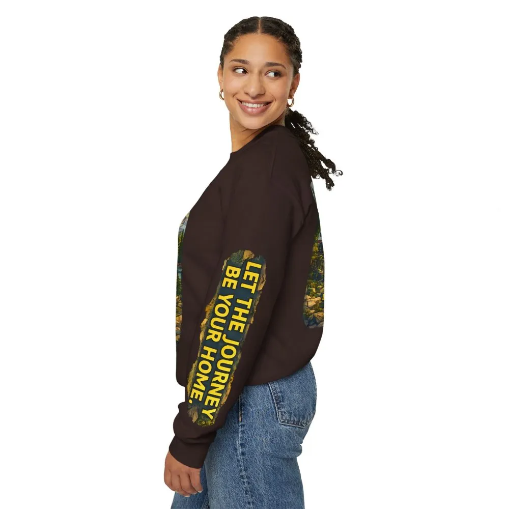 Unisex Heavy Blend™ Crewneck Sweatshirt — "Let The Journey Be Your Home" Design Cubic-Line