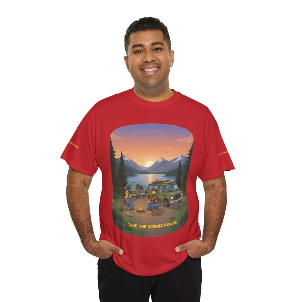 Unisex Heavy Cotton Tee — "Take The Scenic Route" Design Sitcom-Line