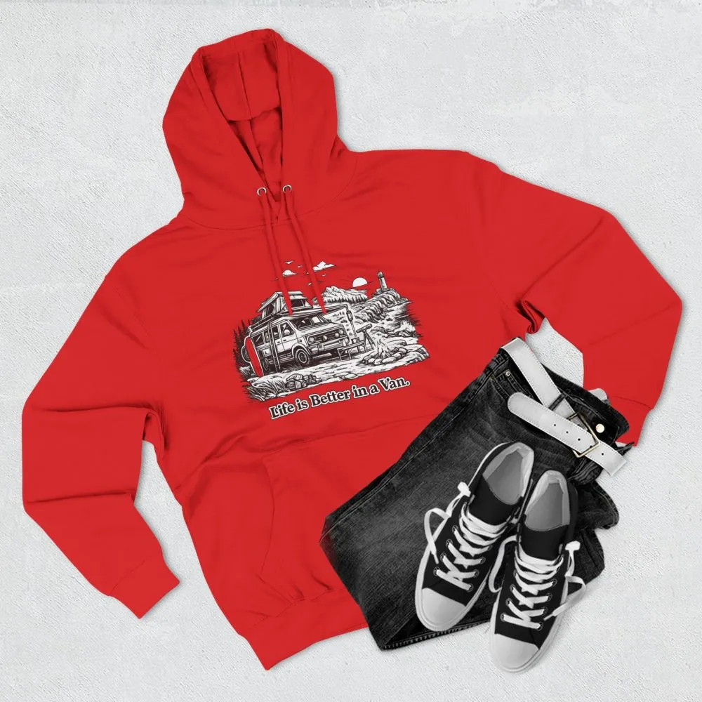 4492980644475720595_2048.jpeg Three-Panel Fleece Hoodie - "Life Is Better In A Van" Design Minimal-Line