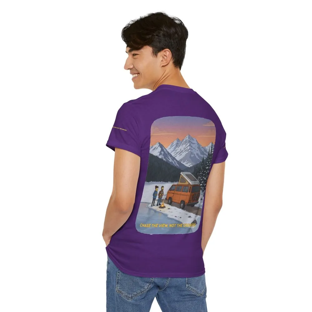 Unisex Heavy Cotton Tee — "Chase The Views-Not The Crowds" Design Sitcom-Line