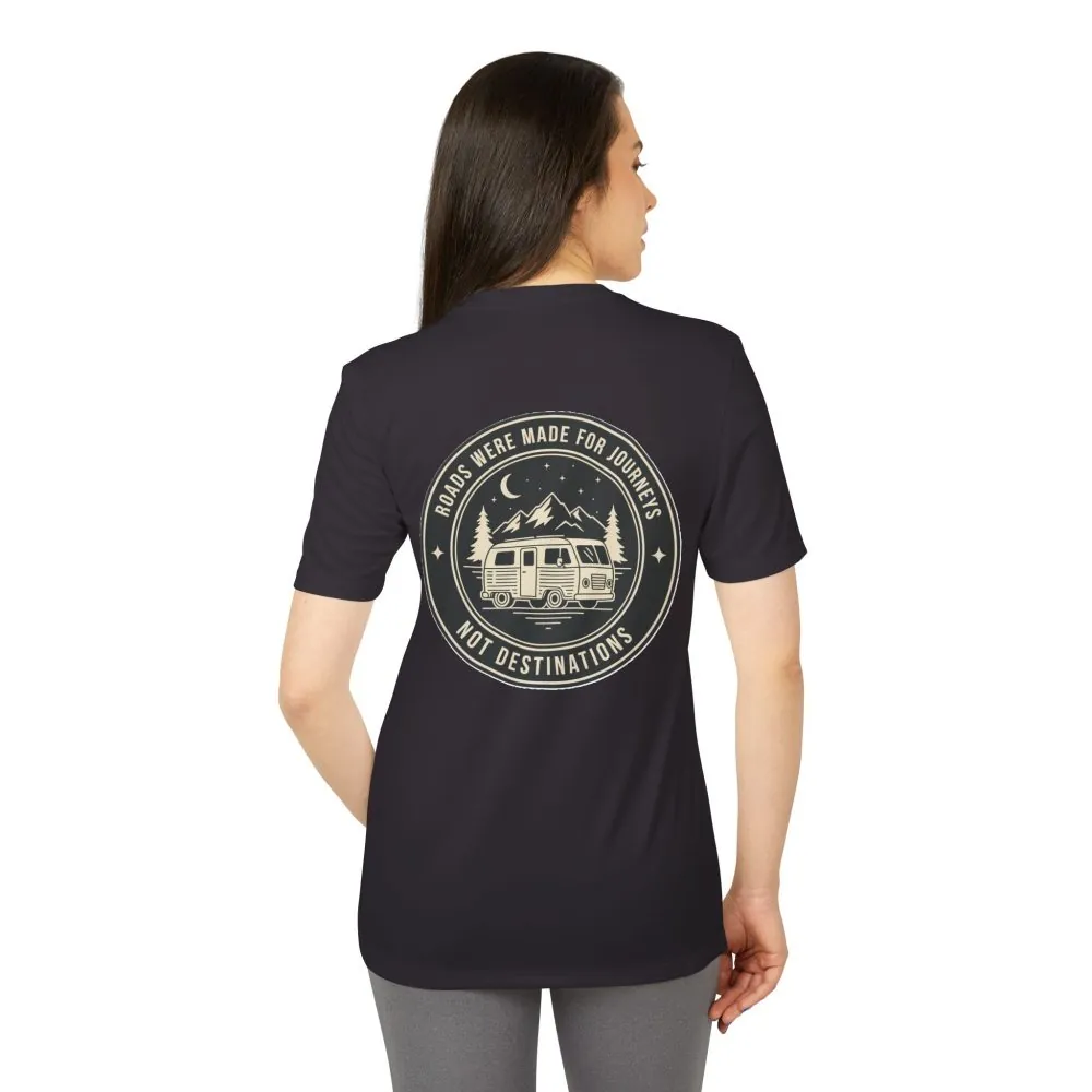 T-Shirt(Adidas) — 'ROAD WHERE MADE FOR JOURNEYS-NOT DESTINATIONS' (font + back printed) Brand Adidas