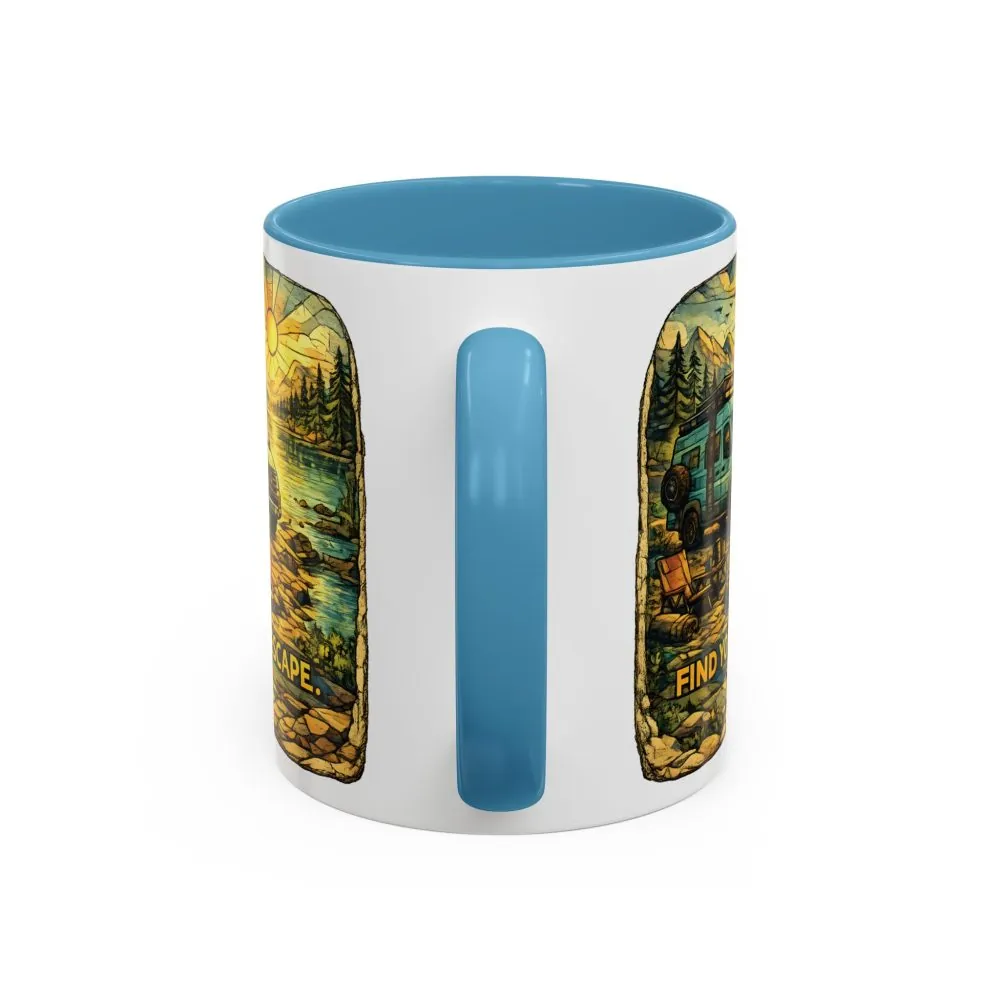 4512944931389568830_2048.jpeg Accent Coffee Mug (11, 15oz) — "Find Your Escape" Design Cubic-Line