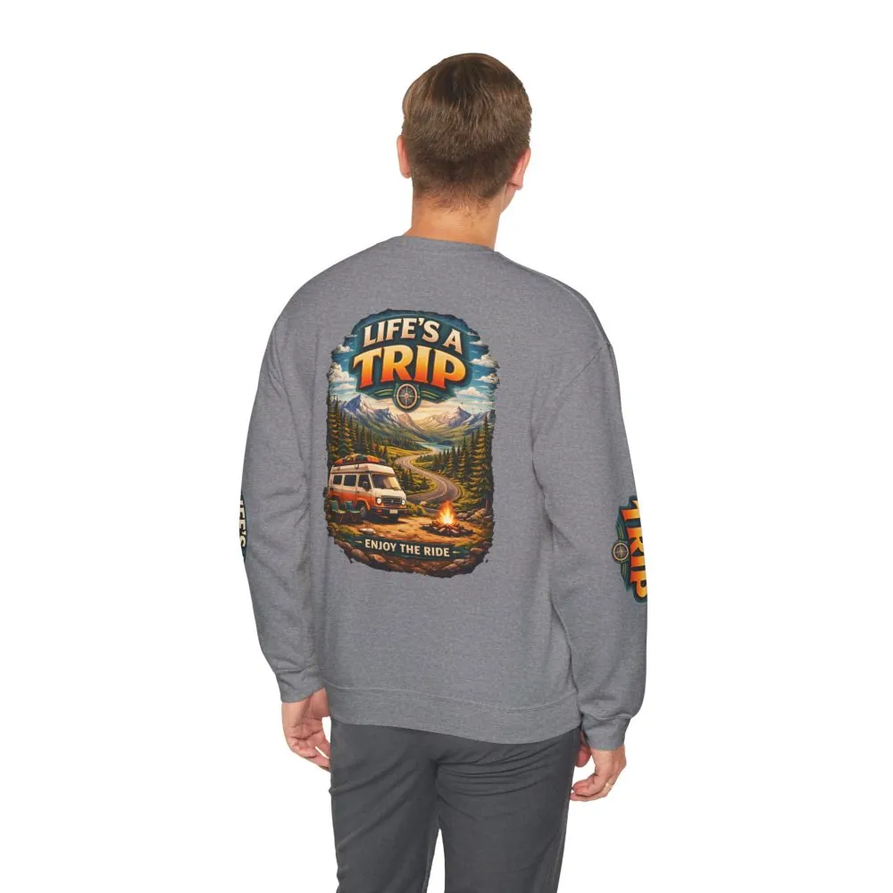 Unisex Heavy Blend™ Crewneck Sweatshirt — "Life s A Trip" Design Scenic-Line
