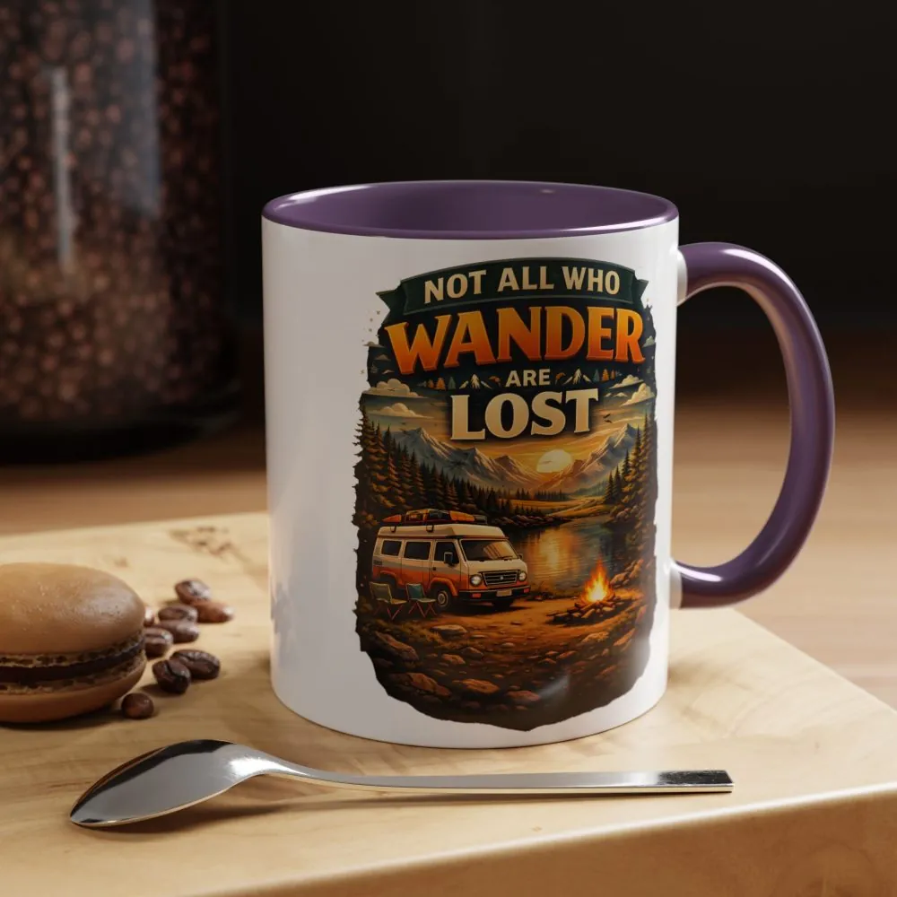 Accent Coffee Mug (11, 15oz) — "Not All Who Wander Are Lost" Design Scenic-Line