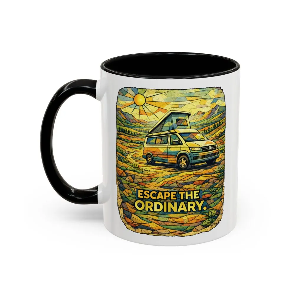 Accent Coffee Mug (11, 15oz) — "Escape The Ordinary" Design Cubic-Line