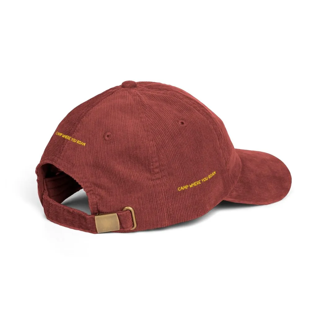 Vintage Corduroy Cap (Embroidery) — "Camp Where You Roam" Embroidered Hat