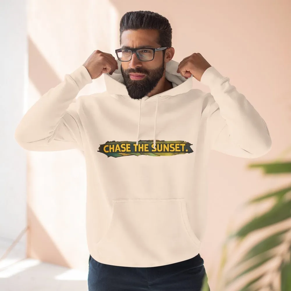 Three-Panel Fleece Hoodie - "Chase The Sunset" Design Cubic-Line