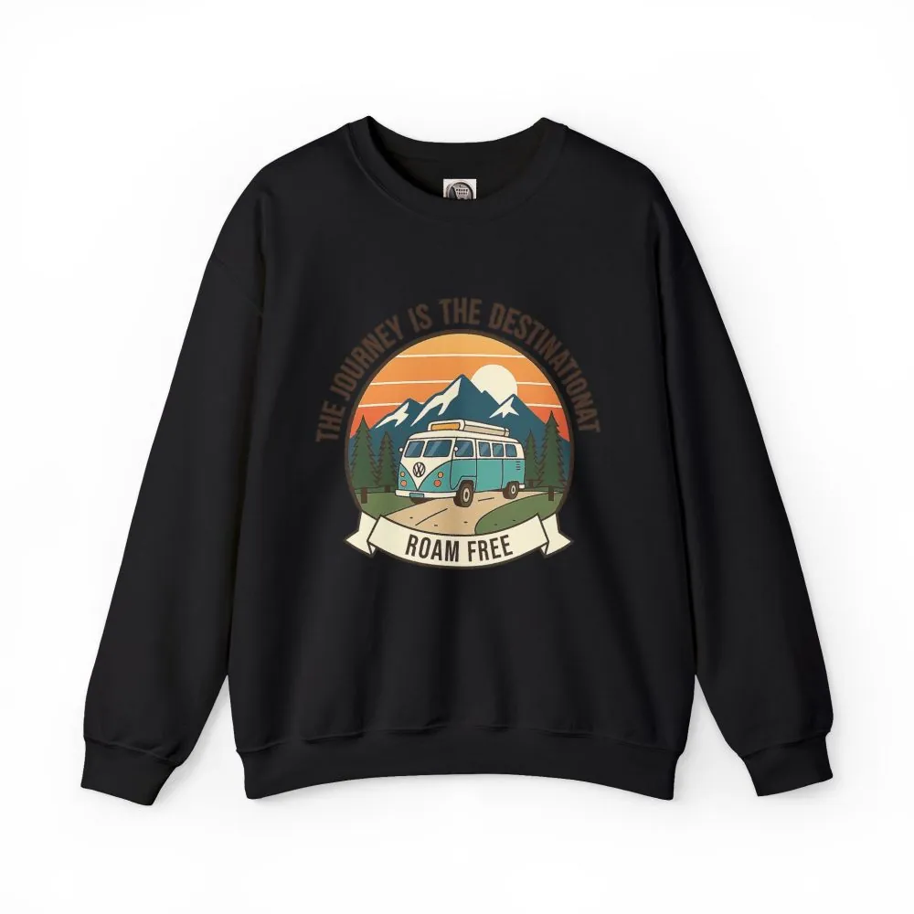 4543490748291312790_2048.jpeg Crewneck Sweatshirt — "The Journey is the destination-Roam Free" Camper Vintage Mountain Adventure Crewneck