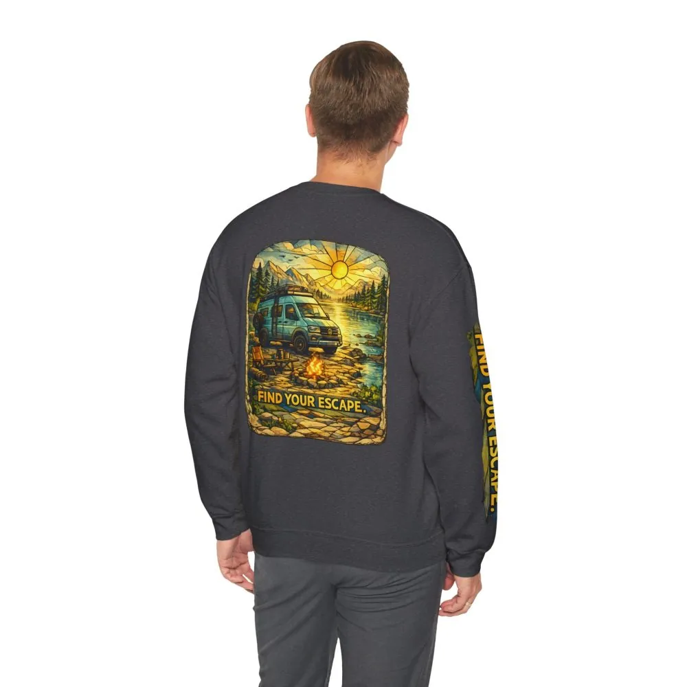 4548215258412076212_2048.jpeg Unisex Heavy Blend™ Crewneck Sweatshirt — "Find Your Escape" Design Cubic-Line