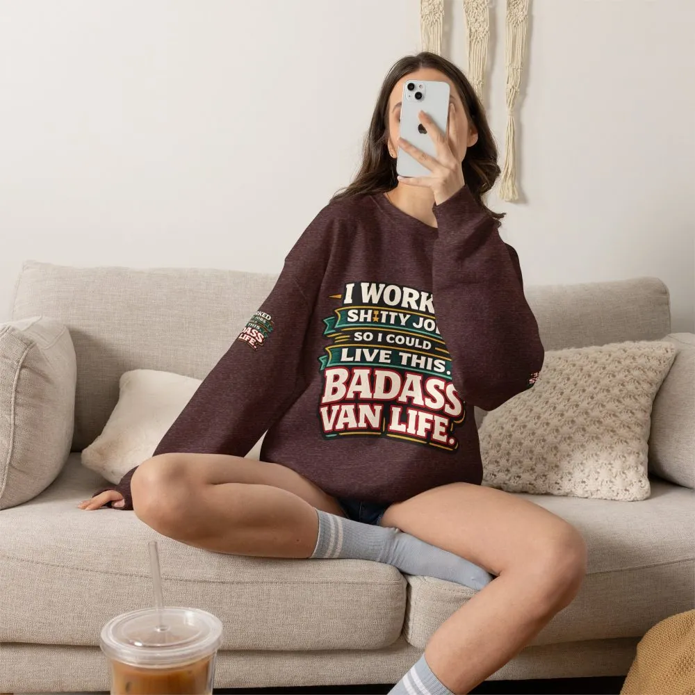 Unisex Heavy Blend™ Crewneck Sweatshirt — "I Worked Shitty Jobs" Design F**K-Line