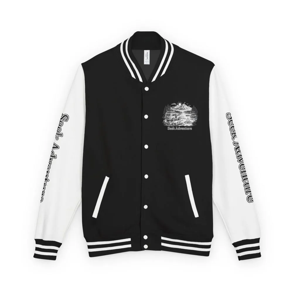 Unisex Heavyweight Letterman Jacket — "Seek Adventure" Travel Varsity Coat