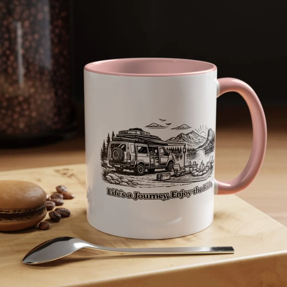 4580014698379170077_2048.jpeg Accent Coffee Mug (11, 15oz) — "Lifes A Journey,Enjoy The Ride" Design Minimal-Line