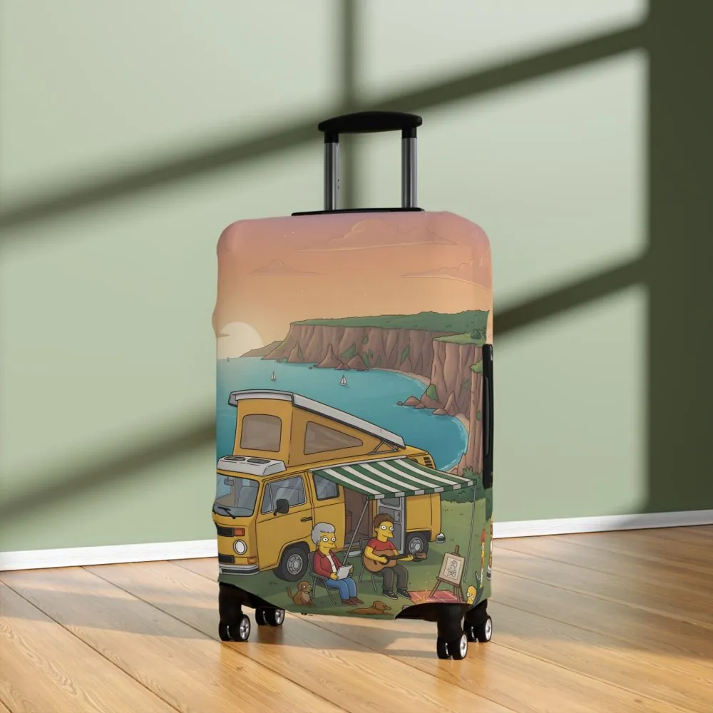 Luggage Cover — Adventure Camper Sketch Travel Suitcase(Design Sitcom-Line)
