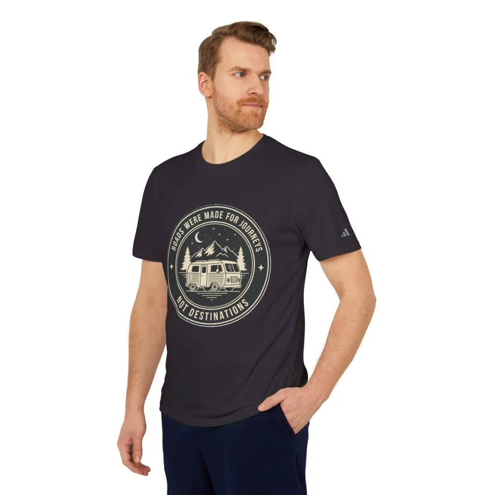T-Shirt(Adidas) — 'ROAD WHERE MADE FOR JOURNEYS-NOT DESTINATIONS' (font + back printed) Brand Adidas