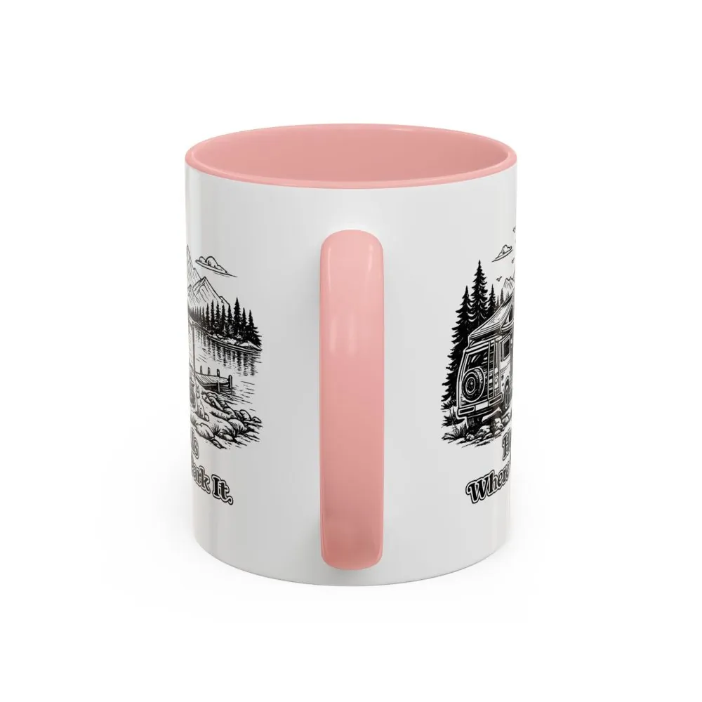 Accent Coffee Mug (11, 15oz) — "Home Is Where You Park It" Design Minimal-Line