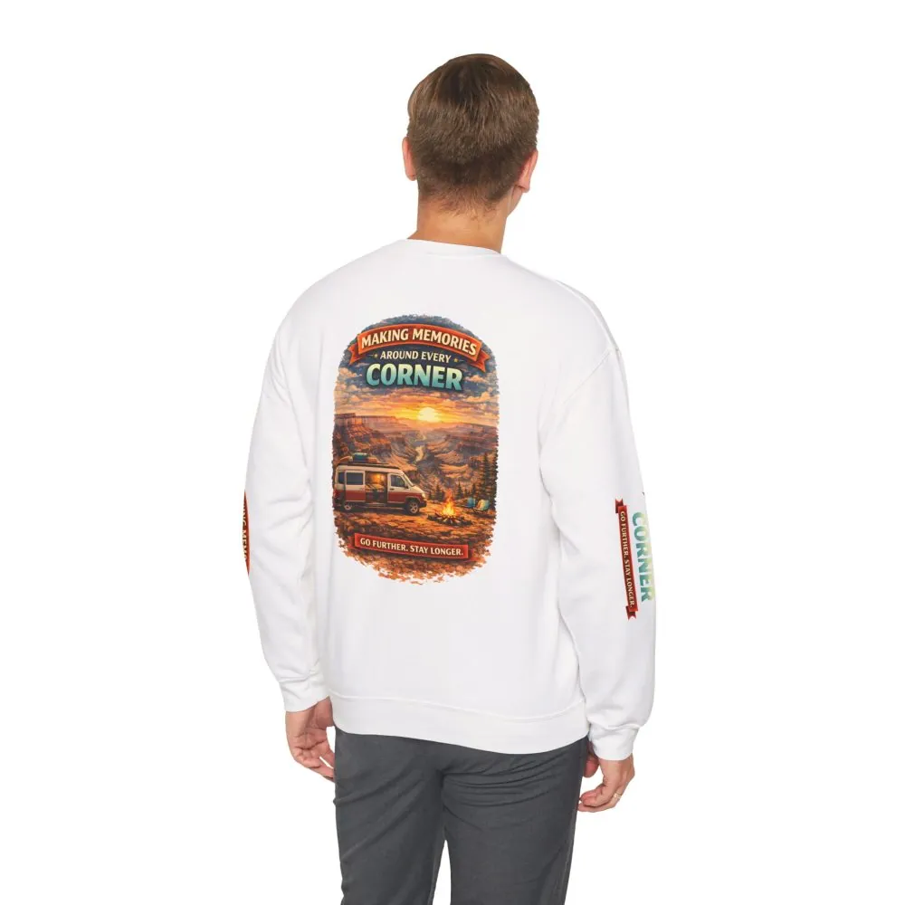Unisex Heavy Blend™ Crewneck Sweatshirt — "Making Memories Around Every Corner" Design Scenic-Line