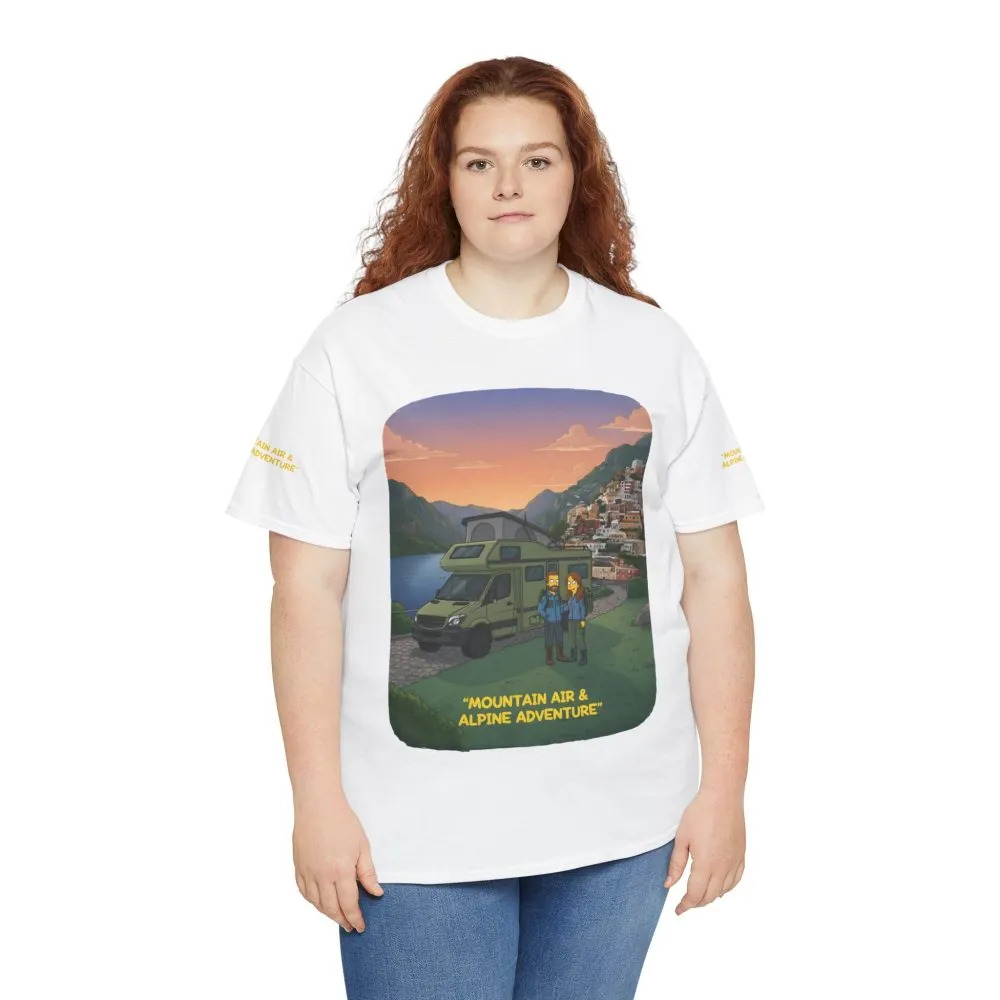 4634960380188101947_2048.jpeg Unisex Heavy Cotton Tee — "Mountain Air And Alpine Adventure" Design Sitcom-Line