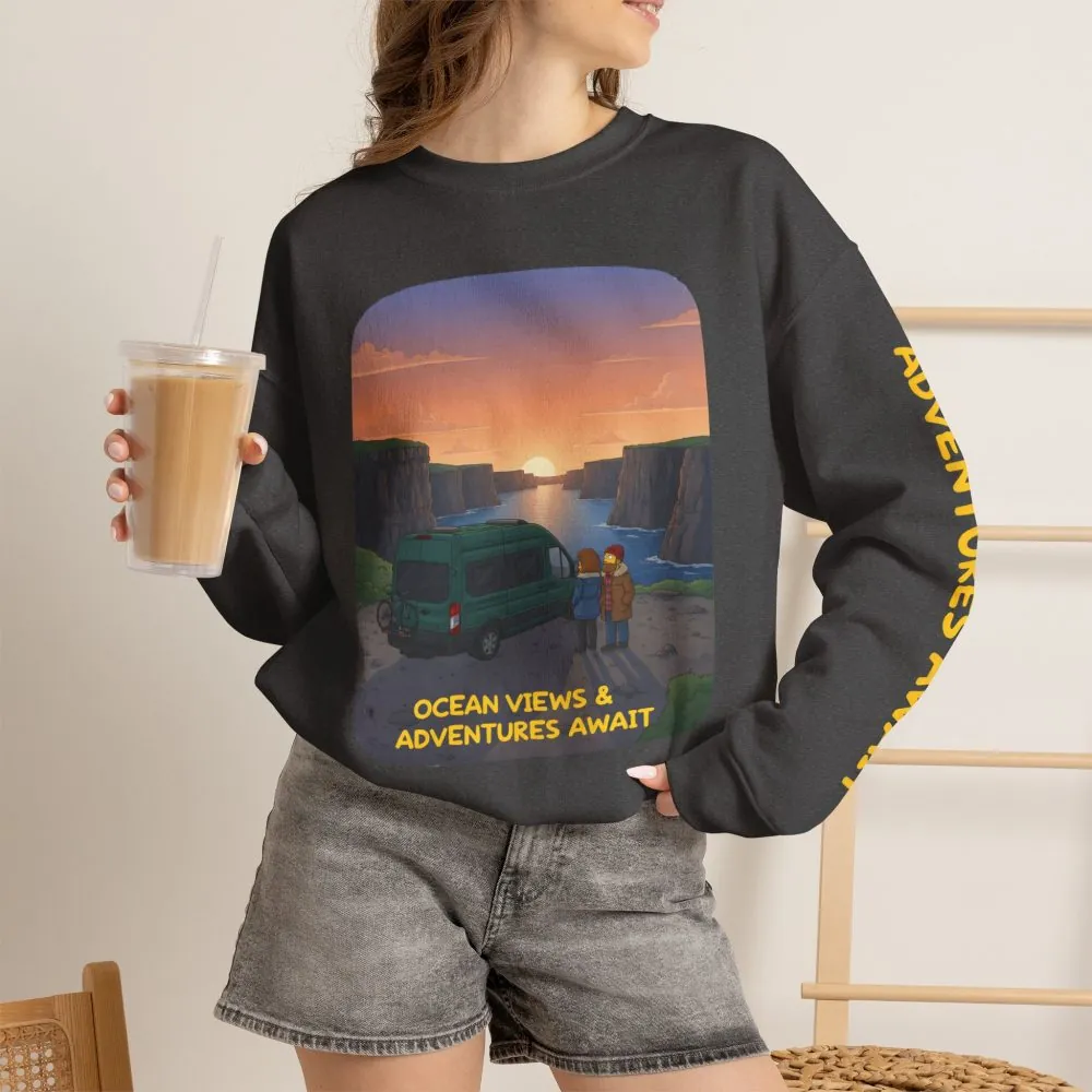 4635903841031035461_2048.jpeg Unisex Heavy Blend™ Crewneck Sweatshirt — "Ocean Views-Adventures Awaits" Design Sitcom-Line