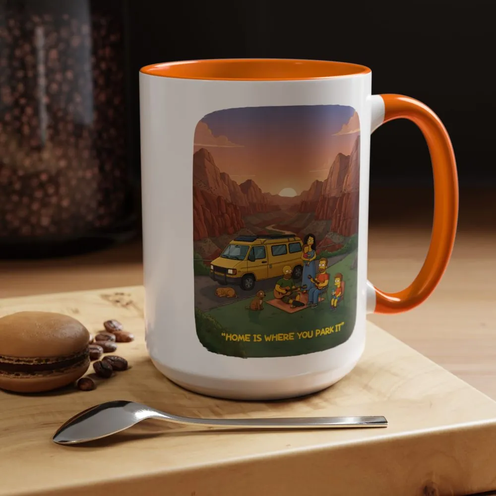 Accent Coffee Mug (11, 15oz) — "Home Is Where You Park It" Design Sitcom-Line