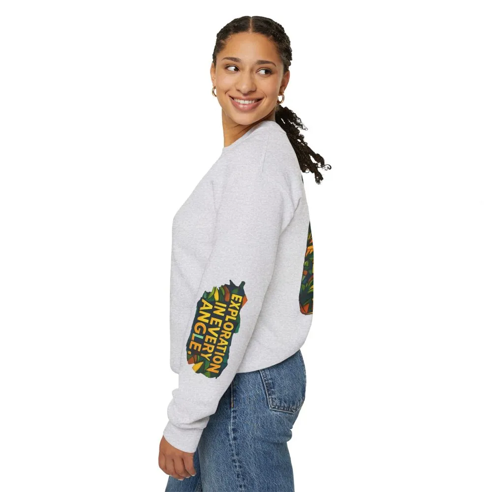 Unisex Heavy Blend™ Crewneck Sweatshirt — "Exploration In Every Angle" Design Cubic-Line