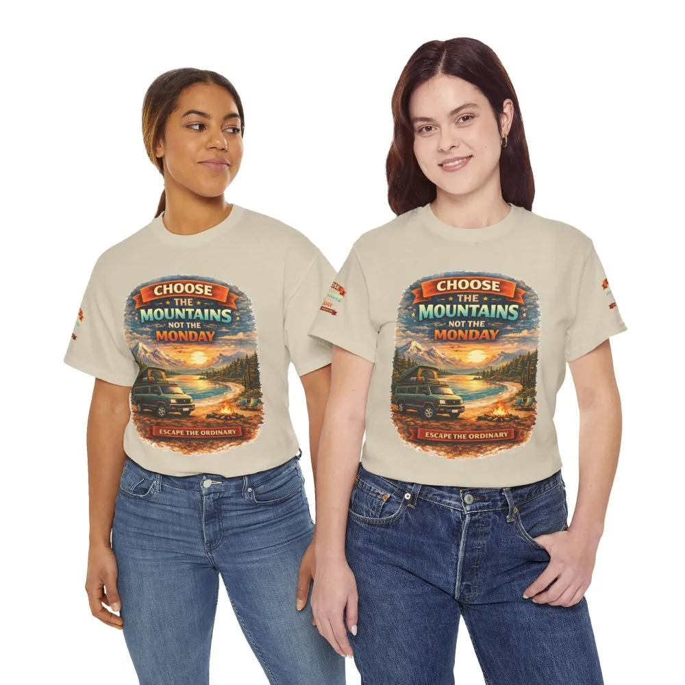 Unisex Heavy Cotton Tee — "Choose The Mountens" Design Scenic-Line