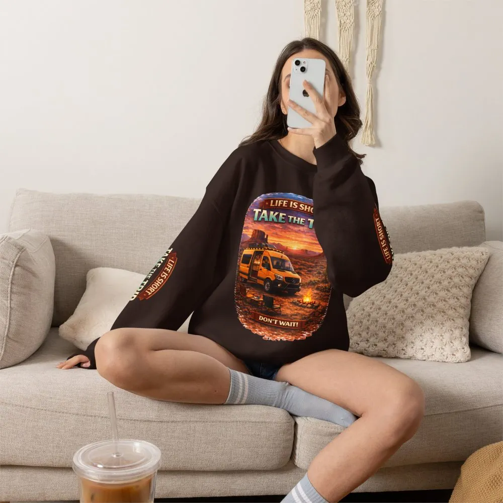 Unisex Heavy Blend™ Crewneck Sweatshirt — "Life Is To Short-Take The Trip" Design Scenic-Line