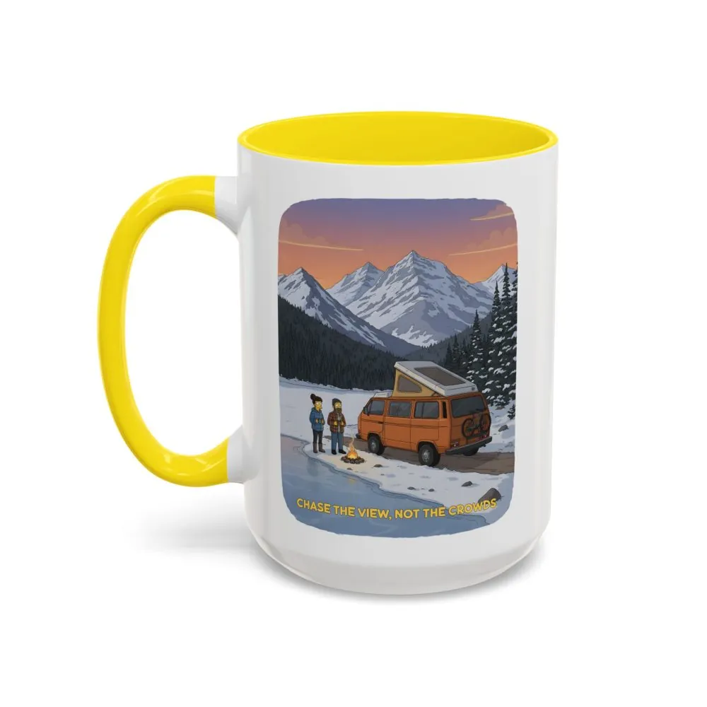 Accent Coffee Mug (11, 15oz) — "Chase The Views-Not The Crowds"" Design Sitcom-Line