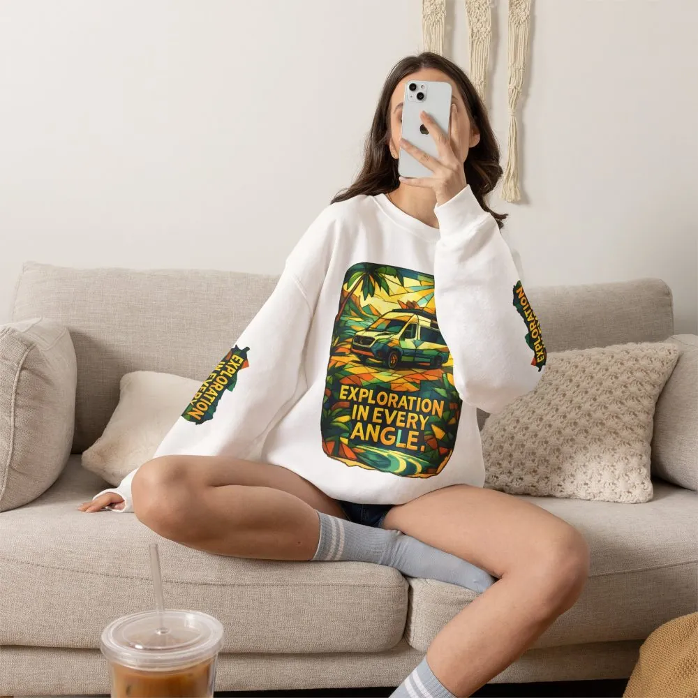 Unisex Heavy Blend™ Crewneck Sweatshirt — "Exploration In Every Angle" Design Cubic-Line