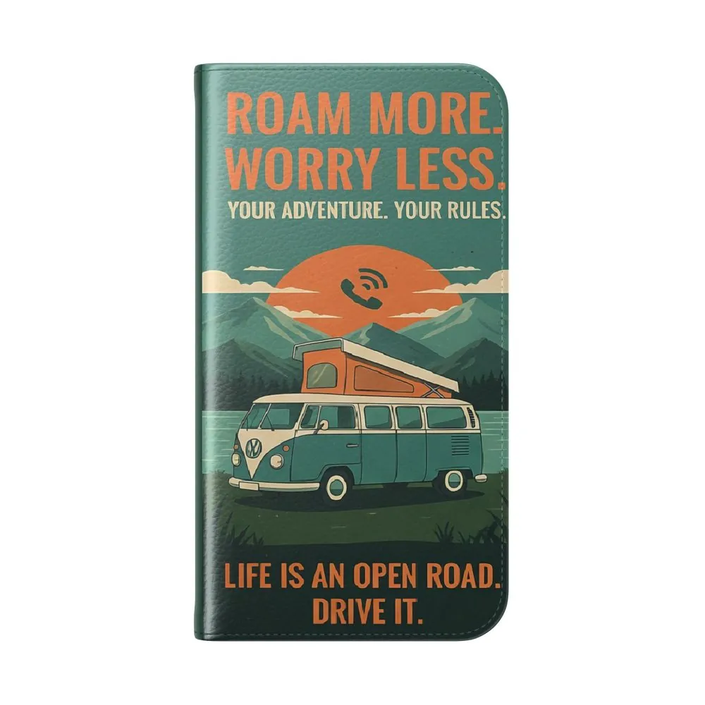 4680554033172901653_2048.jpeg Flip Phone Case — "Roam More Worry Less - Life Is An Open Road" Phone Wallet