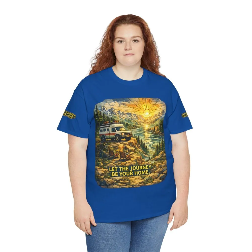 Unisex Heavy Cotton Tee — "Let The Journey Be Your Home" Design Cubic-Line