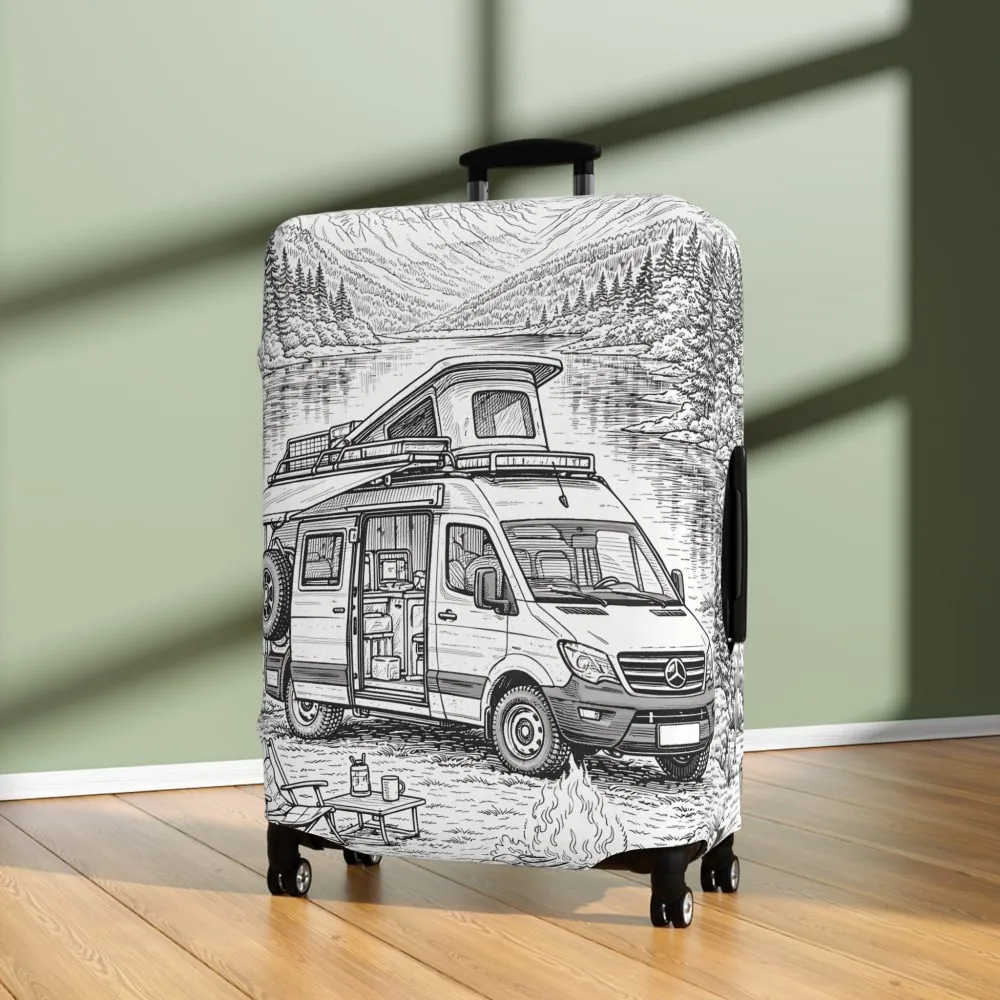 Luggage Cover — Adventure Camper Sketch Travel Suitcase